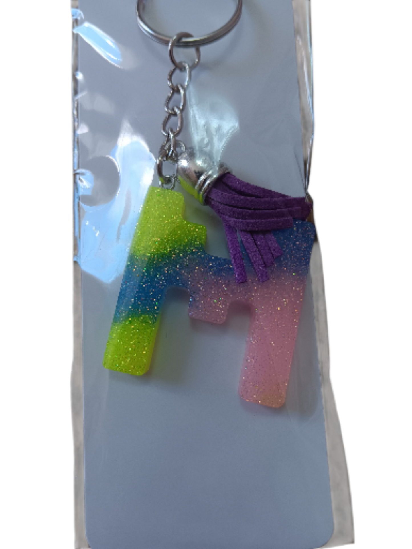 3 glitter keychain