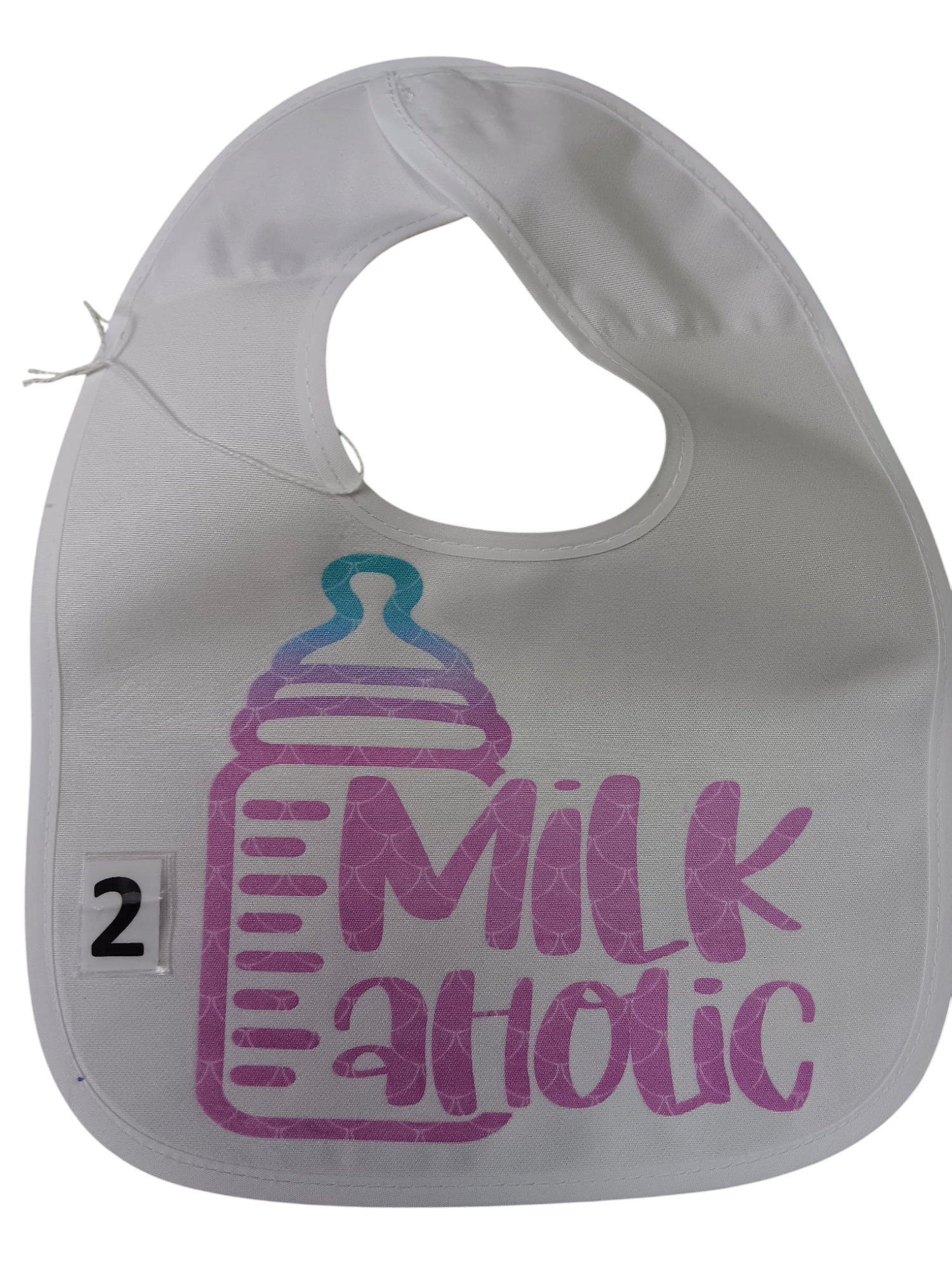 Milkaholic bib , printed.