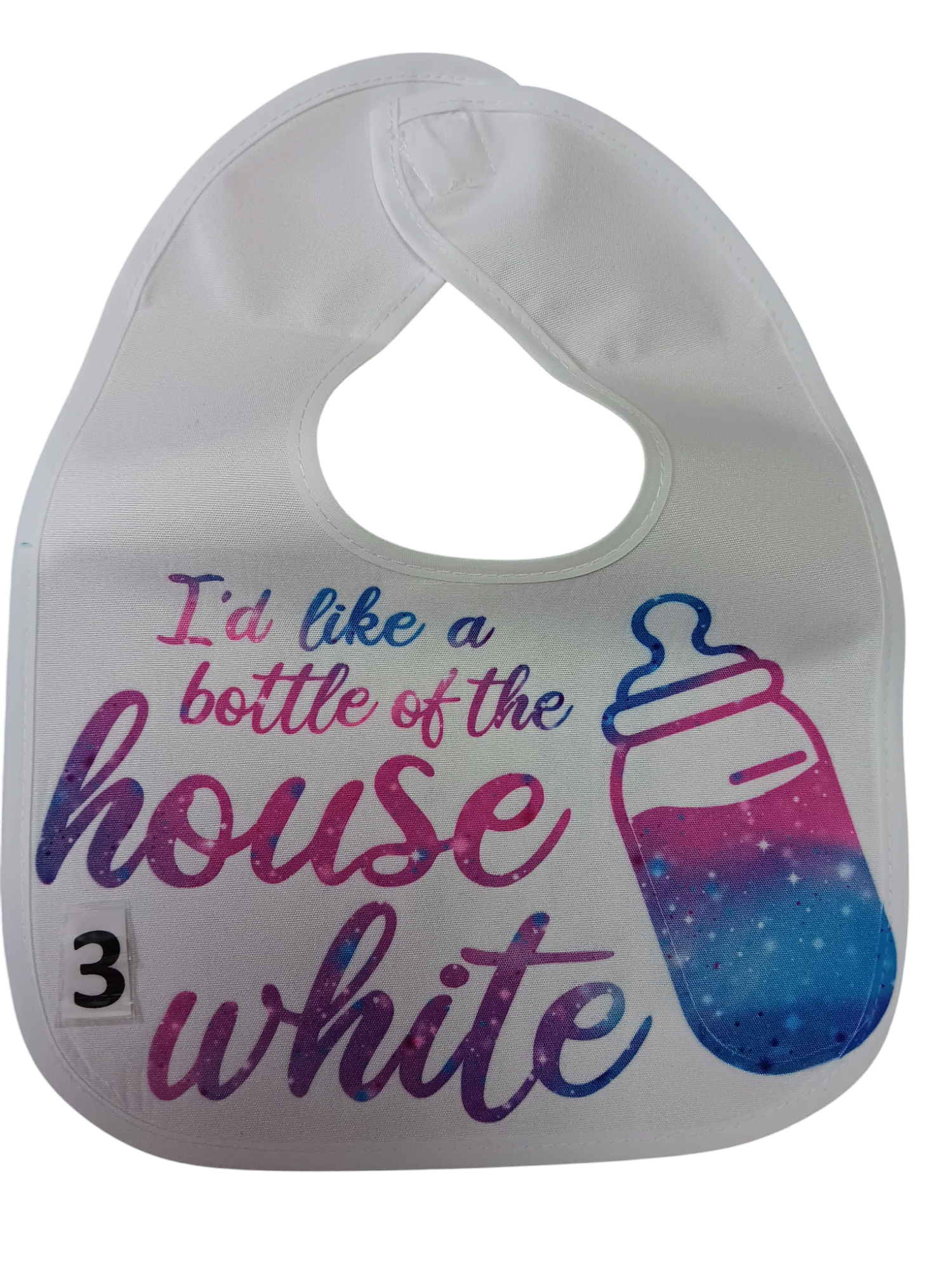I like a bottle of the house white. Printed.