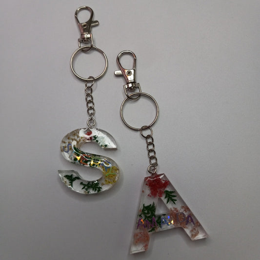 Flower glitter design keychain