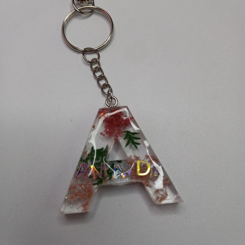 Flower glitter design keychain