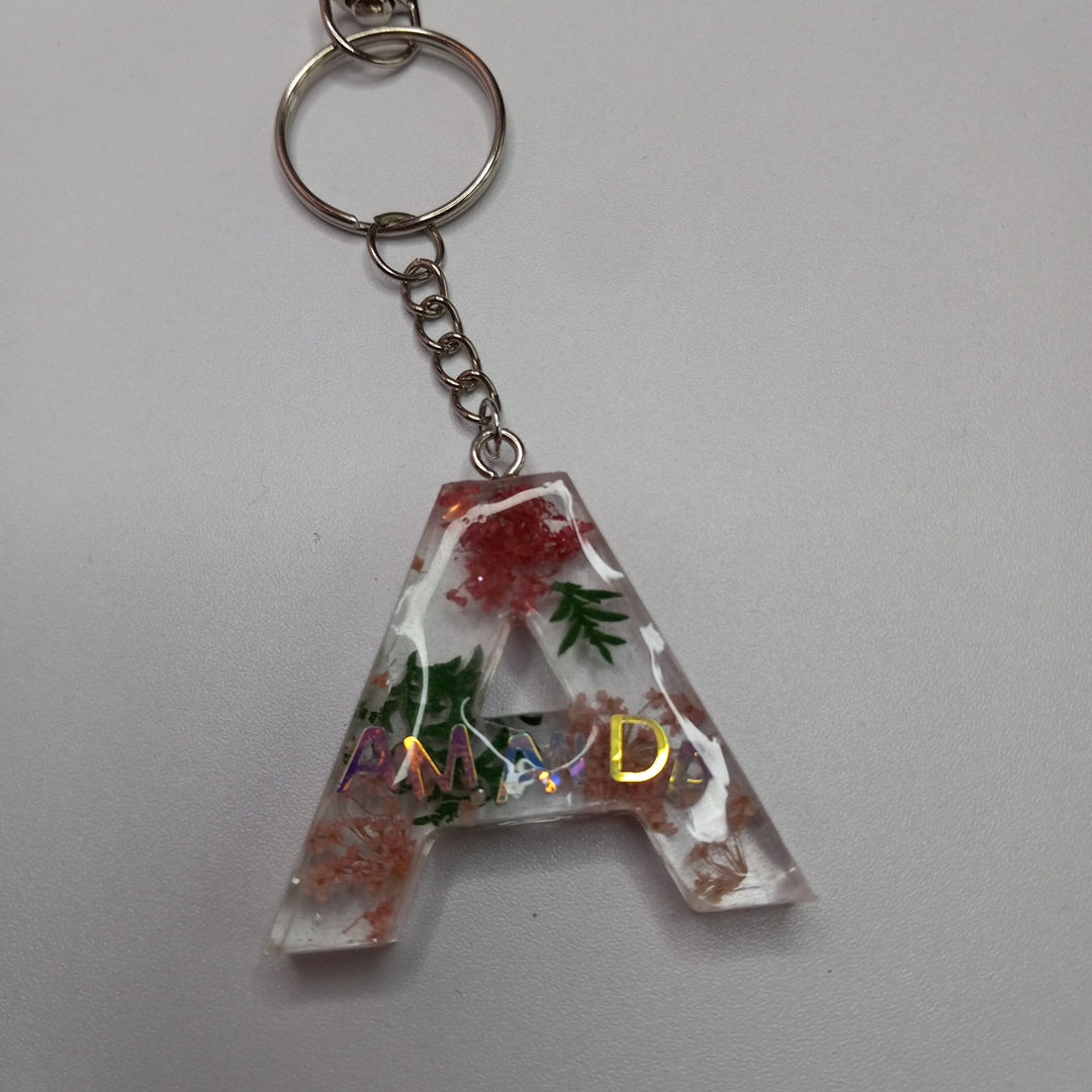 Flower glitter design keychain