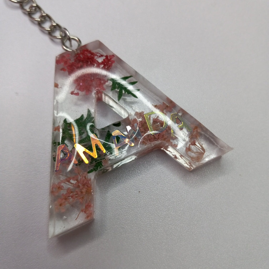 Flower glitter design keychain