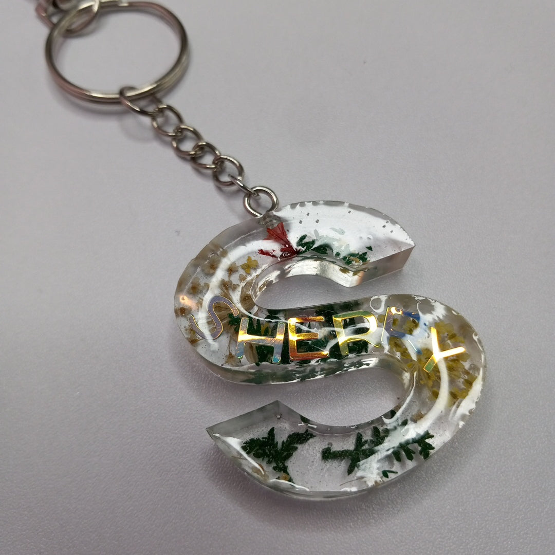 Flower glitter design keychain