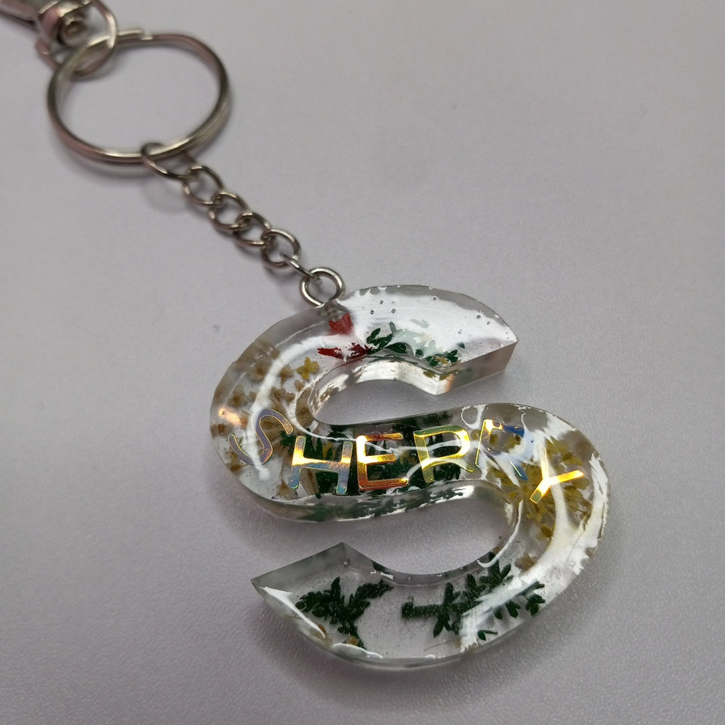 Flower glitter design keychain