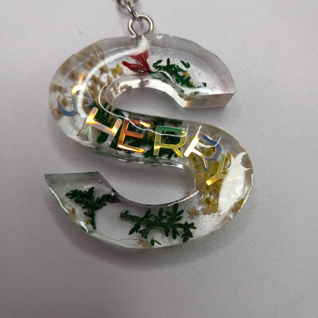 Flower glitter design keychain